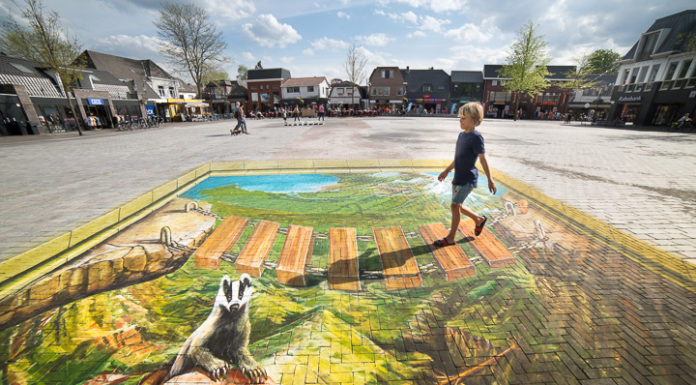 3D straattekening op het Marktplein