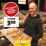 Wiebe Oosterhaven verkoopt appelflappen bij de Jumbo