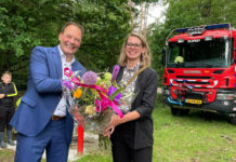 Brandput met elektrische pomp bij Mennorode in gebruik
