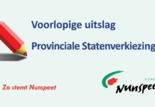 Voorlopige uitslag Provinciale Statenverkiezing in de gemeente Nunspeet