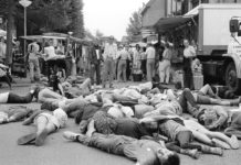 Demonstratie bij het gemeentehuis