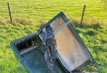 Vernielde afvalbakken door vermoedelijk vuurwerk in Nunspeet