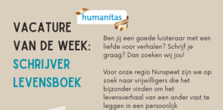 Humanitas Nunspeet zoekt vrijwillige schrijvers voor levensboeken